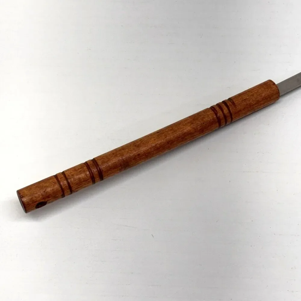 Vintage Stainless Spatula Turner Flipper Round Wood Handle 18